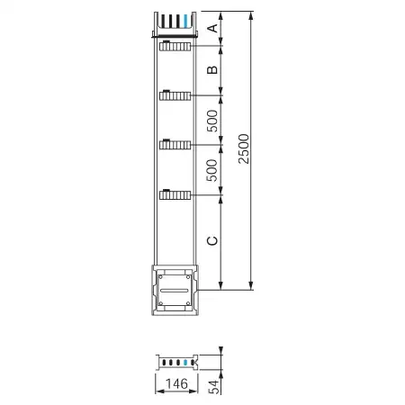 Verteilerstreckenstück 2,5m, 250A KSA250EV4254