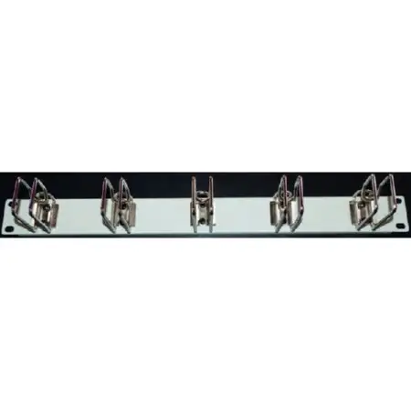 Rangierpanel 19'' 1HE RAL7035 mit 5 Doppelbügeln Edelstahl 70x45mm 44010564