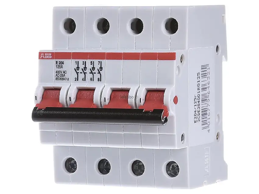 Trennschalter 4polig,125A,Griff rot E204/125R