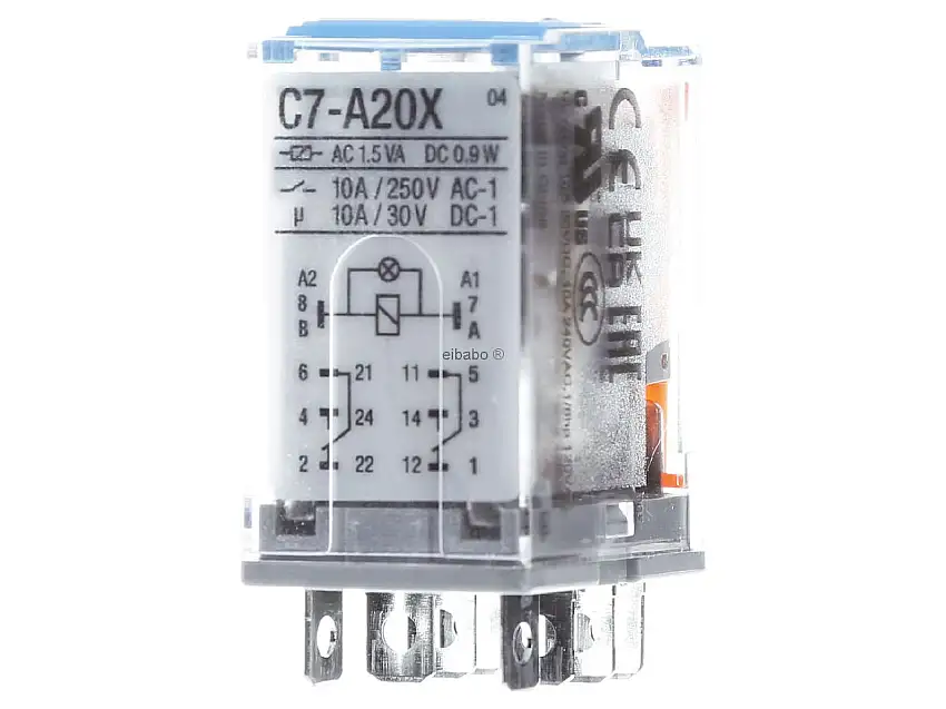 Miniature-Relais QRC blau 8-pin, 2 CO, X=LED C7-A20X/DC24V-Releco