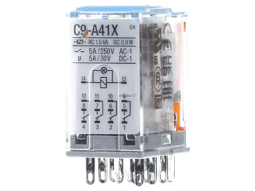 Miniature-Relais QRC blau 14-pin, 4 CO, X=LED C9-A41X/DC24V-Releco